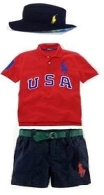@   B021/13B  POLO 3 PCS SET ( RED TOP + BLACK SHORT + HAT ). SIZE 4Y / 5Y