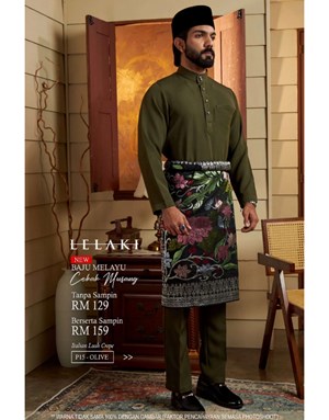 BAJU MELAYU CEKAK MUSANG LELAKI P15 OLIVE