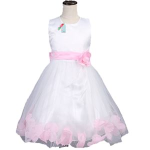 💖. L106 WHITE DINNER DRESS ( LIGHT PINK FLOWER ). SIZE 110 - 160