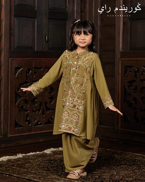 MAHARANI KURUNG KIDS - GOLDEN OLIVE