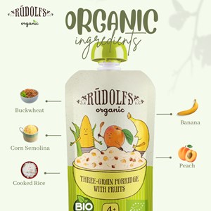 RUDOLFS PORRDIGE - ORGANIC 3 GRAIN PORRDIGE WITH FRUITS
