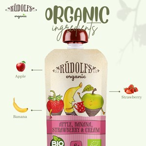 RUDOLFS PUREE - ORGANIC APPLE, BANANA & STRAWBERRY