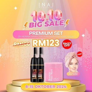 10.10 BIG SALE - Premium Set - 2x Henna Hair Colour + Keratin Hair Mask (Free Towel)