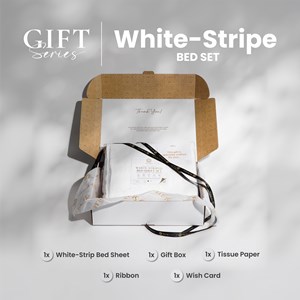 Gift: Bedsheet - White Stripe Set (Single)