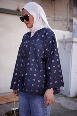 ZEINAB BATIK TOP ( Black Beans ZT030 )