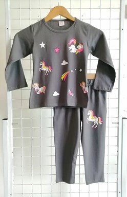 Pyjamas PLAIN UNICORN STAR 2 Dark Grey - Long Sleeve 3y-10y