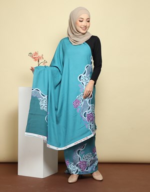 BATIK LUKIS COTTON ZAA 77 in Turquoise