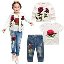 @  3 IN 1 SET  Girl Rose Embroidery Set. ( SIze 100 - 150 )