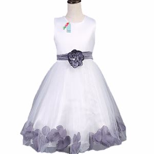 💖. L106 WHITE DINNER DRESS ( GREY FLOWER ). SIZE 120 - 160