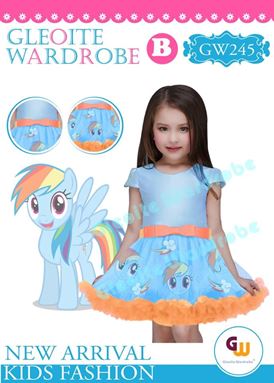 @  GW 245 DRESS  { B ~ PONY BLUE }  ( SZ 2Y - 13Y )