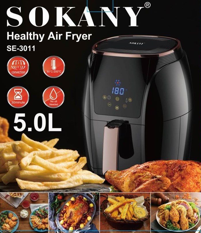 SOKANY AIR FRYER 5.0L LCD SCREEN | SKY HOMEWARE