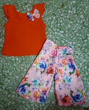 PALAZZO SET 028 ( ORANGE TOP  )