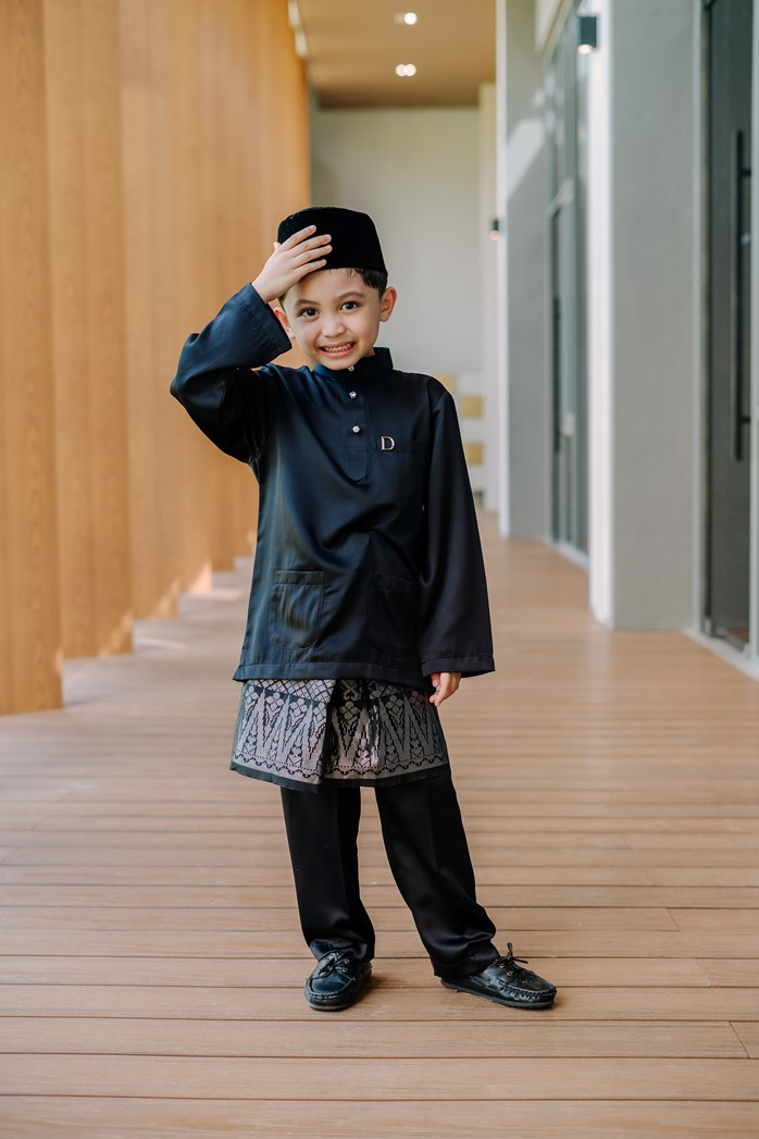 Baju Melayu Premium Damian Kids – Black