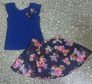 SKATER SKIRT  SET 013   ( BLUE TOP )