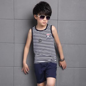 @  BOY SLEEVELES SET STRIPE BLUE ( SZ 120 -160 )