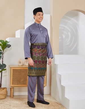 BAJU MELAYU TRADITIONAL ADAM K6 PURPLE GREY