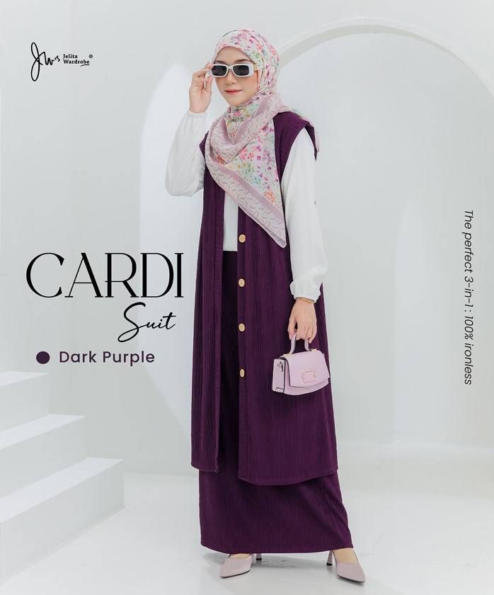 CARDI SUIT IRONLESS IN DARK PURPLE