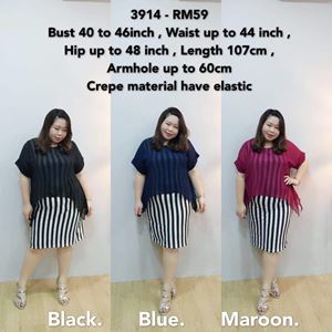 3914 Ready Stock *Bust 40 to 46 inch/ 101-116cm