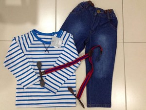 @  Stripe Boy Long Sleeve  Set ( Top + Jeans ) Size 4y