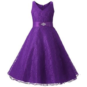 @  Girls Lace Princess Dress - PURPLE  ( SZ 130-160 )