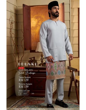 BAJU MELAYU TELUK BELANGA LELAKI Q7 GREY