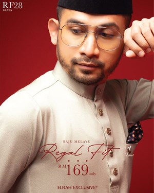 BAJU MELAYU REGAL FIT (BROWN)