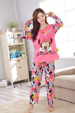 @   ADULT.  [ MINNIE PINK ]. PYJAMAS - LONG SLEEVE SET ( SIZE M & XL )