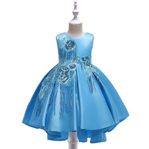 @  T5035 Girls Sequins Princess DresS - SKY BLUE    ( SZ 100-150 )