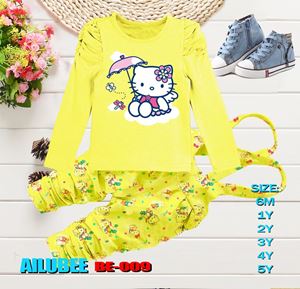 @  BE009 ( KITTY YELLOW ) AILUBEE BABY JUMPSUIT 2PCS SET ( ETA END JULY )