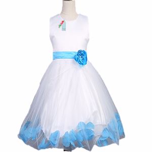 💖. L106 WHITE DINNER DRESS ( BLUE FLOWER ). SIZE 110 - 160