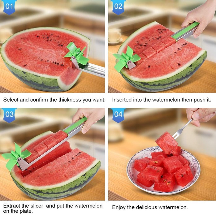 1pc, Watermelon Cutter, Watermelon Slicer, Stainless Steel Watermelon Cube  Cutter, Quickly Safe Watermelon Knife, Melon Cutter, Fruit Cutter, Fruit Sl