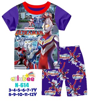 💖  N-614  AILUBEE  ULTRAMAN PURPLE  CASUAL  WEAR ( 3-12Y )