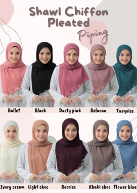 SHAWL CHIFFON PLEATED PIPING