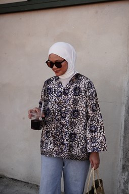 ZEINAB BATIK TOP ( WHITE 006 )