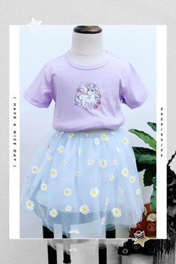 2172-4  GIRL SET 1  - PURPLE UNICORN  ( SIZE 2-7Y )