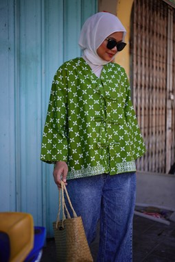 ZEINAB BATIK TOP ( Green ZT021 )