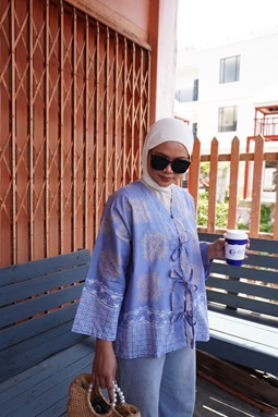 ZEINAB BATIK TOP ( GREYISH BLUE )