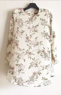 [SIZE 52] Blouse Chiffon Dania - Winter White Flower (Size: 38 - 52)