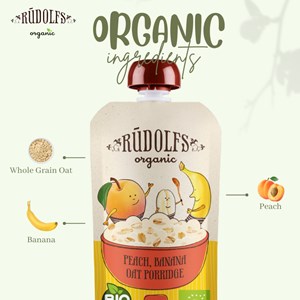 RUDOLFS PORRIDGE - ORGANIC PEACH BANANA OAT