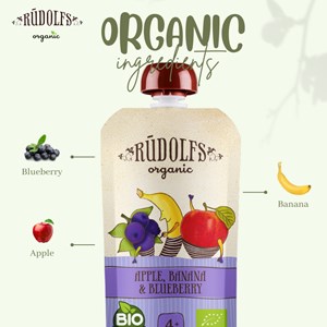 RUDOLFS PUREE - ORGANIC APPLE, BANANA & BLUEBERRY