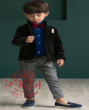 @  BOY 3 PCS SET - BLUE  ( Top + Pant + Bowtie )