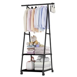 Multipurpose Bedroom Clothes Garment Organizer Rack with Wheels  ( BRONZE )