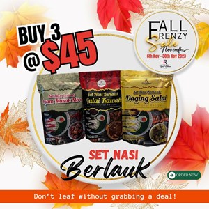3 PACKS NASI BERLAUK (1 SET = 3 PACKS)