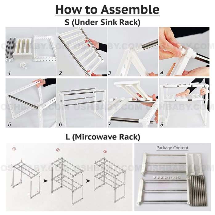 2 Tier Adjustable Under Sink Rack Pool Space Arrangements Frame - Tanziilaat