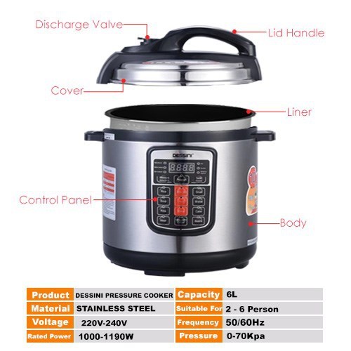 DESSINI ELECTRIC PRESSURE COOKER (8 Liter) Extra Large