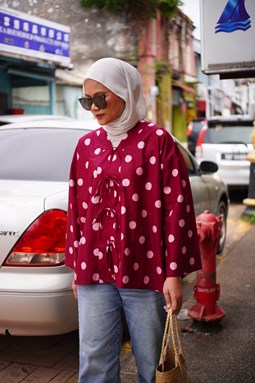 ZEINAB BATIK TOP ( Polka Maroon )