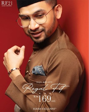 BAJU MELAYU REGAL FIT (DARK BROWN)