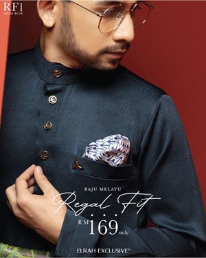 BAJU MELAYU REGAL FIT (AQUA BLUE)