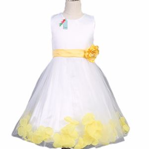 💖. L106 WHITE DINNER DRESS ( YELLOW FLOWER ). SIZE 110 - 160