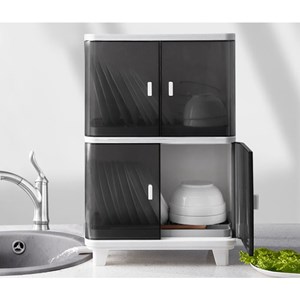 2Tier Dish Rack Drainer  with Cover Tableware,Tableware Storage Box Rack Bekas Pinggan Kitchen Dish Organizer